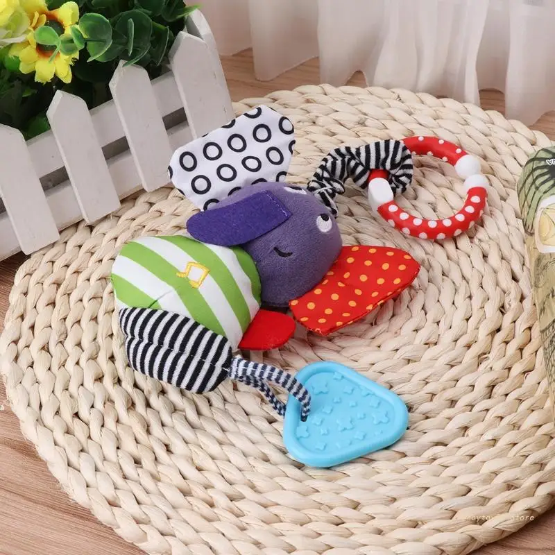 Y4UD Baby Teether Rattles Infant Kid Music Elephant Hanging Bed Dolls Educational Toy