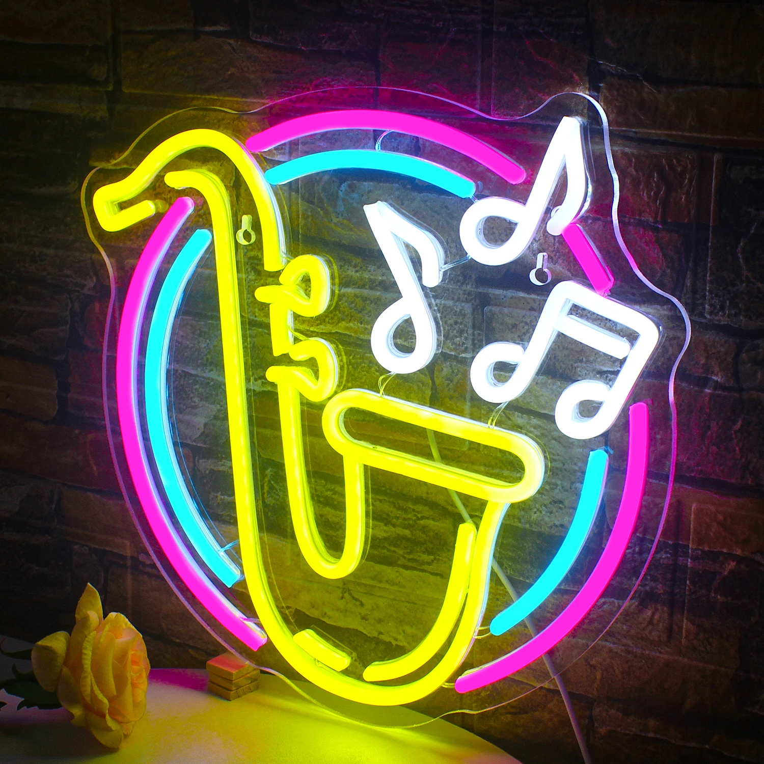 Saxophone Neon Sigh LED Light for Wall Decor, Jazz Glow Party, Note Musical Signs, Chambre à coucher, Live Music Studio Room Decoration Lamp