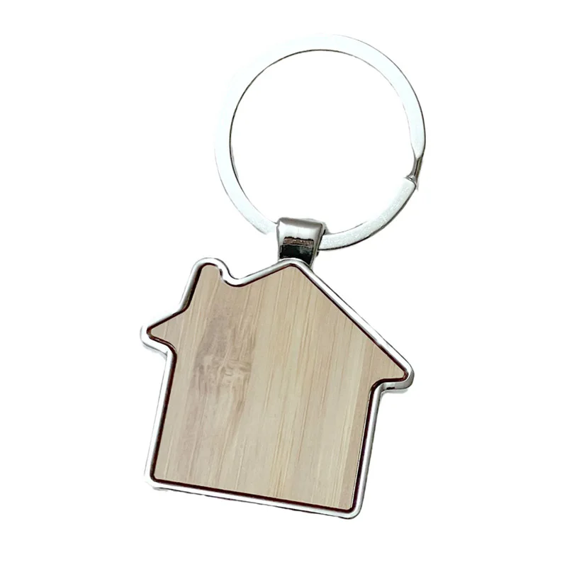 5/10Pcs Metal Wooden Keychain Waist Hanging Businesss Solid Wood Keyring Personality Trendy Portable Gift