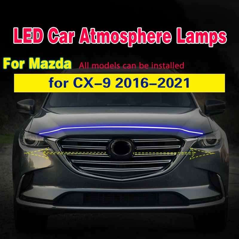 Escaneo de arranque para Mazda CX-9 2016-2021 guía del capó del motor barra de luz decorativa tira LED DRL Flexible luz de circulación diurna 12V