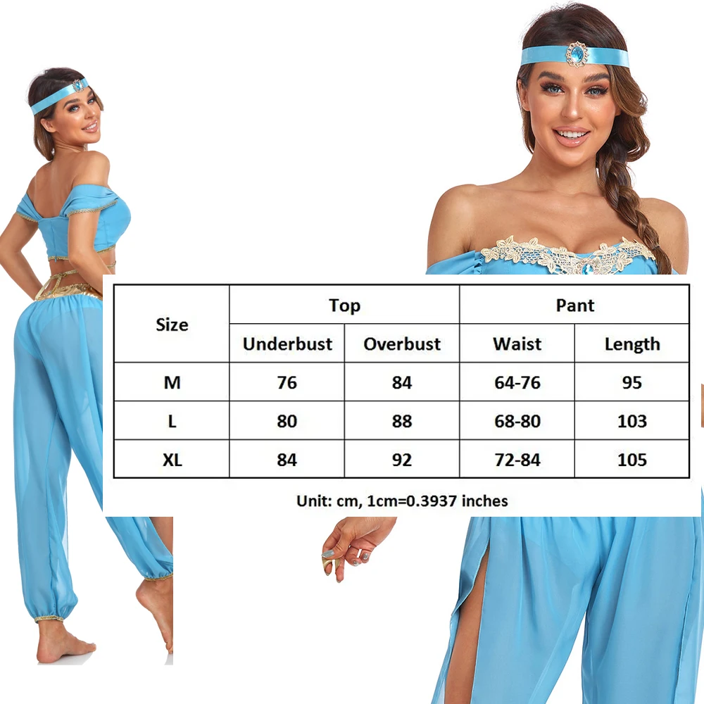 Aladin and The Magic Lamp Jasmine Princess Cosplay Costume for Adult Women European Role Play Stage Outfit for the Halloween