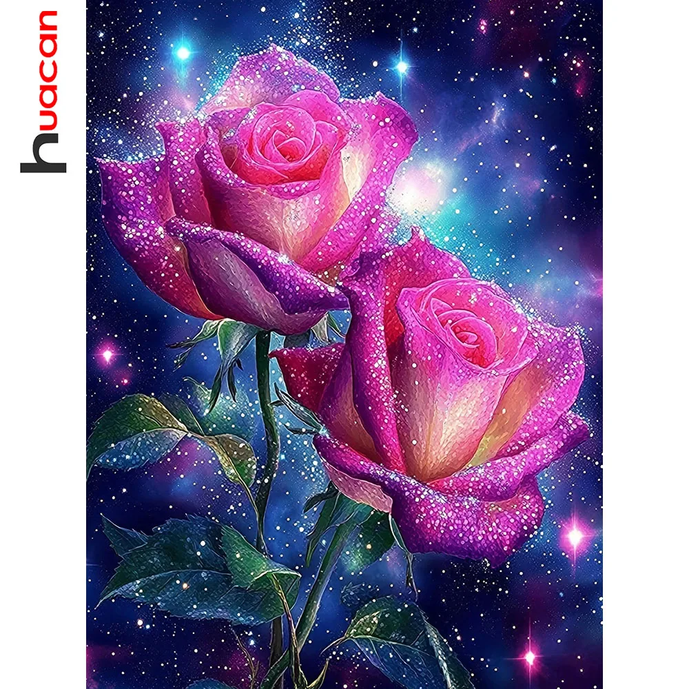 Huacan Neuheiten 2026 Diamantmalerei Sternenhimmel Rose Diamantstickerei Blumenlandschaft Komplettset Bastelset