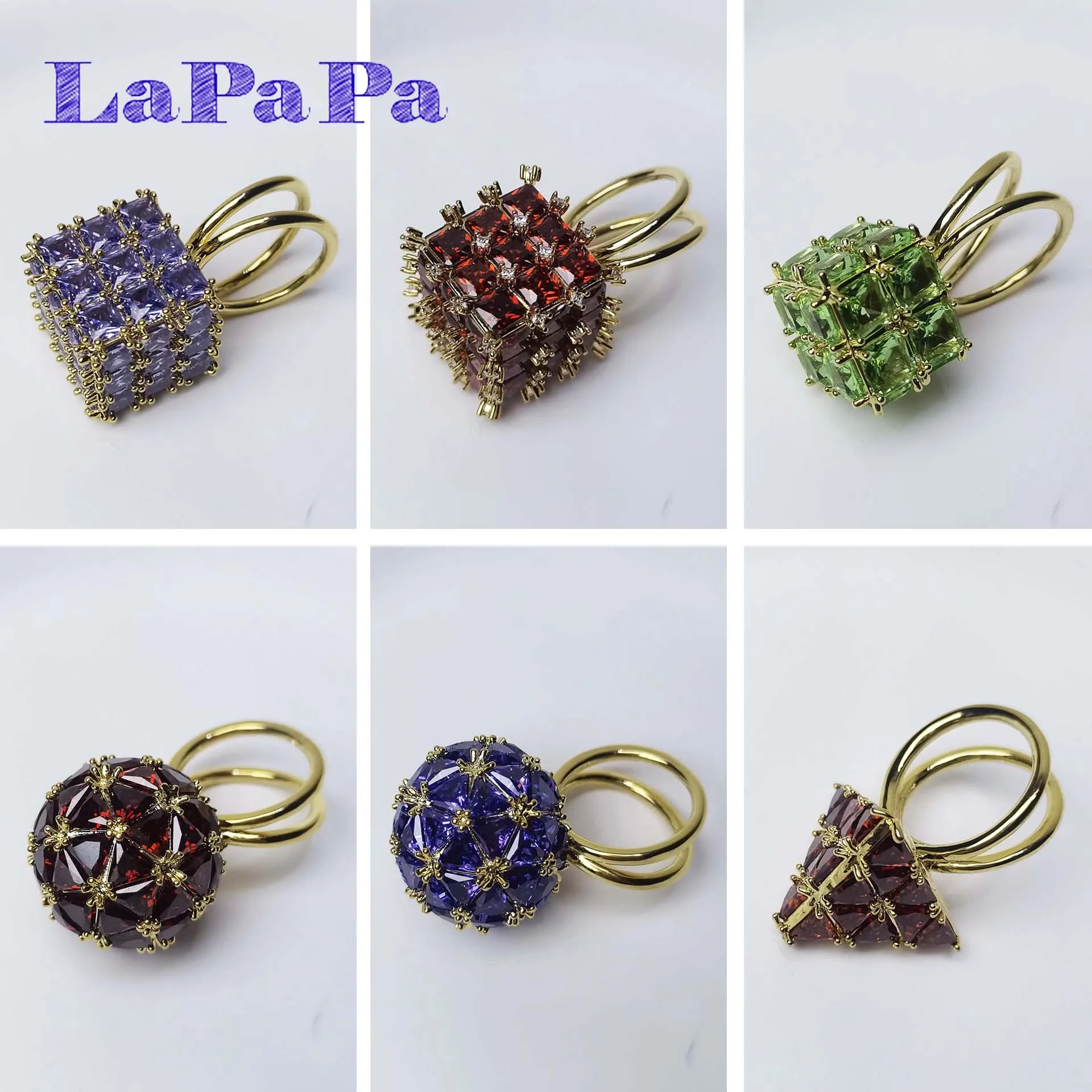 

Original Luxury for Women Various Shapes Rings Fashion Cut Crystal Geometric Rings Best Party Accessories for Friends