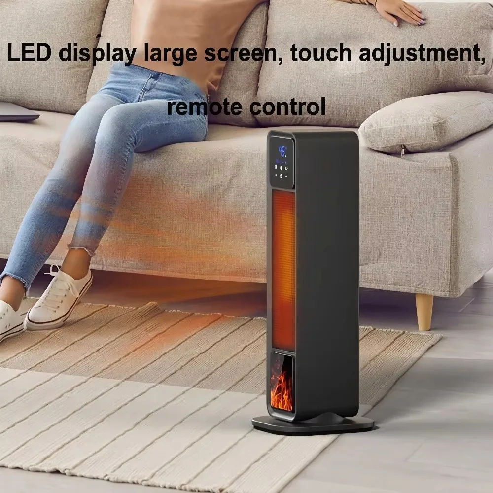 Fan Heater Hot Air Blower 2200W Electric Heating Fans 3D Flame Mini Space Heater Portable Fan Heaters for Home Office Bedroom