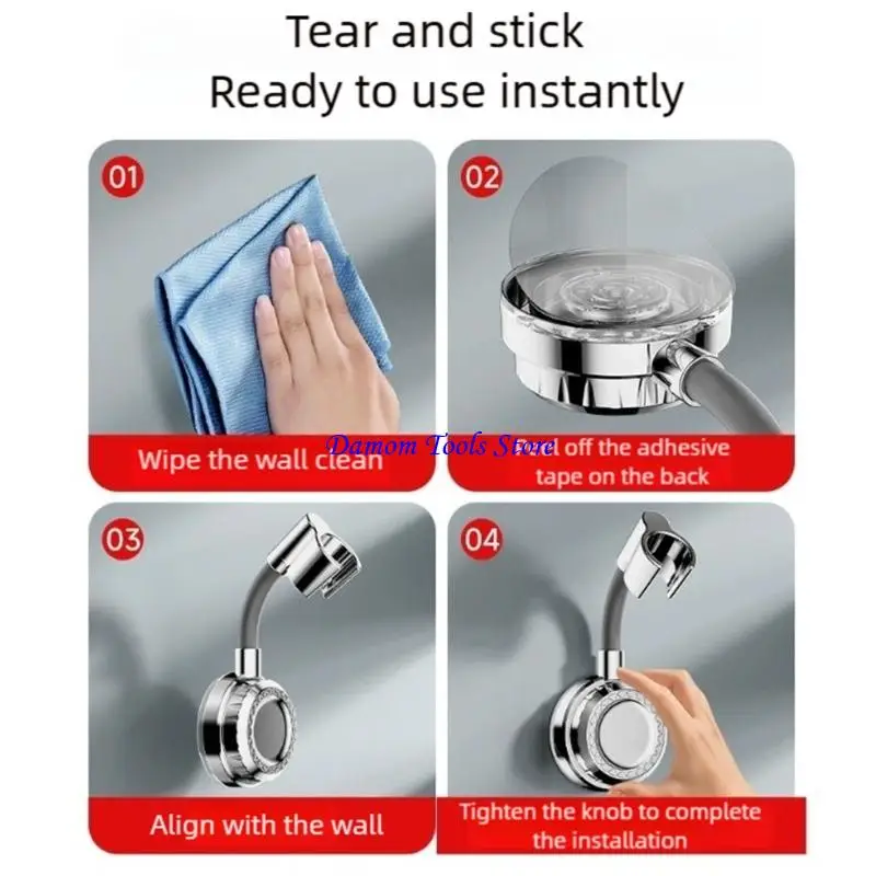 57BE Removable Shower Parenthesis With Global Turn ABS Substance Wall Friendly Installation
