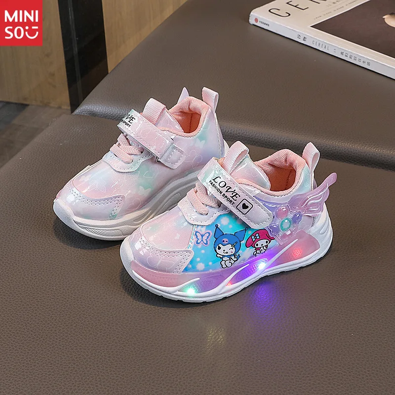 أحذية رياضية كارتونية للأطفال من Miniso 2025، أحذية جلدية مقاومة للماء شبكية قابلة للتنفس مع نعل ناعم من الفيلكرو #3