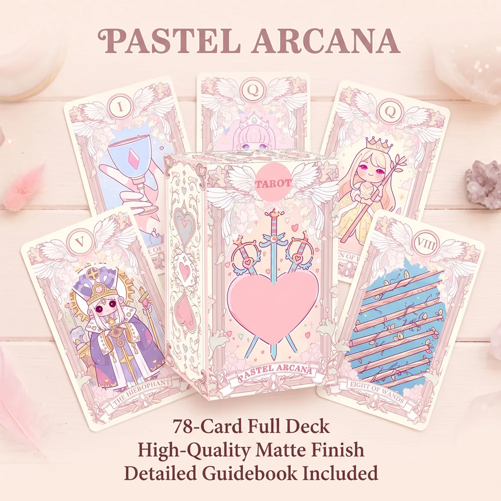 78 Pastel Arcana Tarot Cards & Guide, Suitable for Beginners & Experienced Readers, Divination & Spiritual Growth Card Games