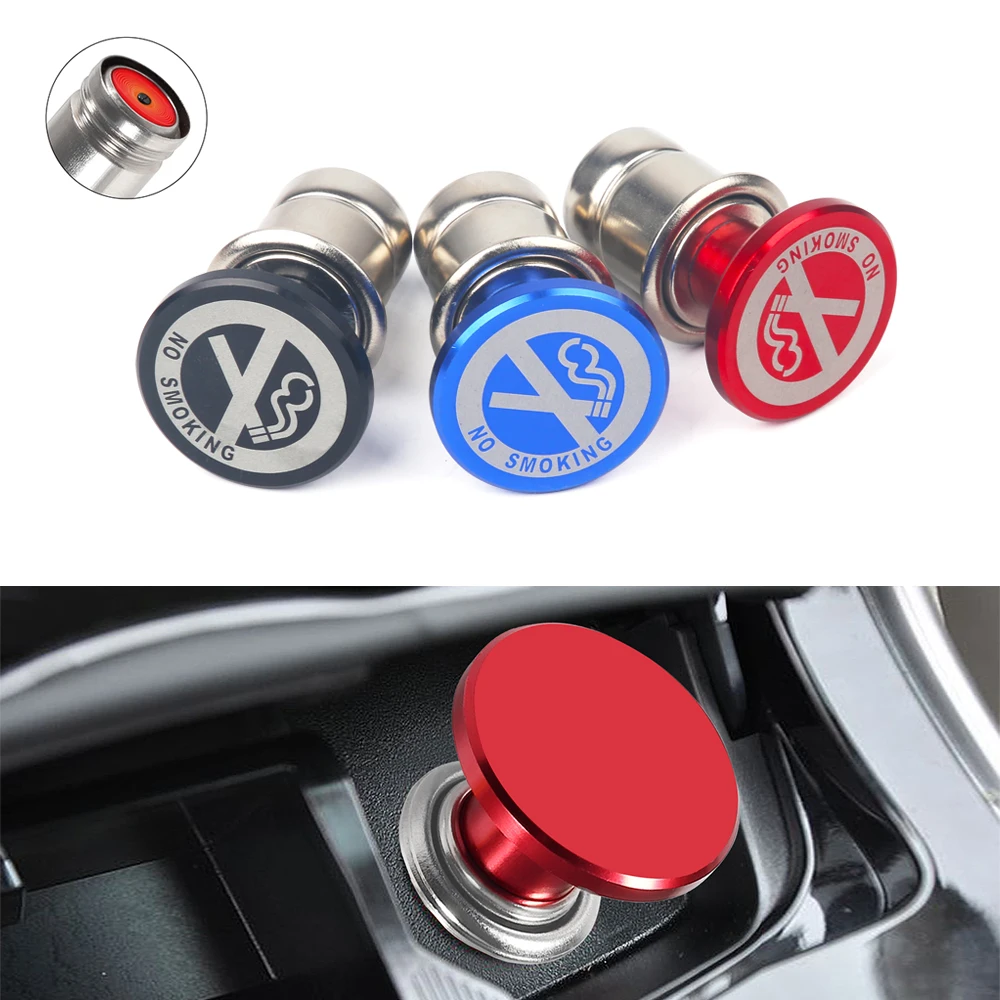 No Smoking Button Car Cigarette Lighter Anodized Aluminum+Iron 12 Volt Car Cigarette Lighter Replacement Fits Most Vehicles