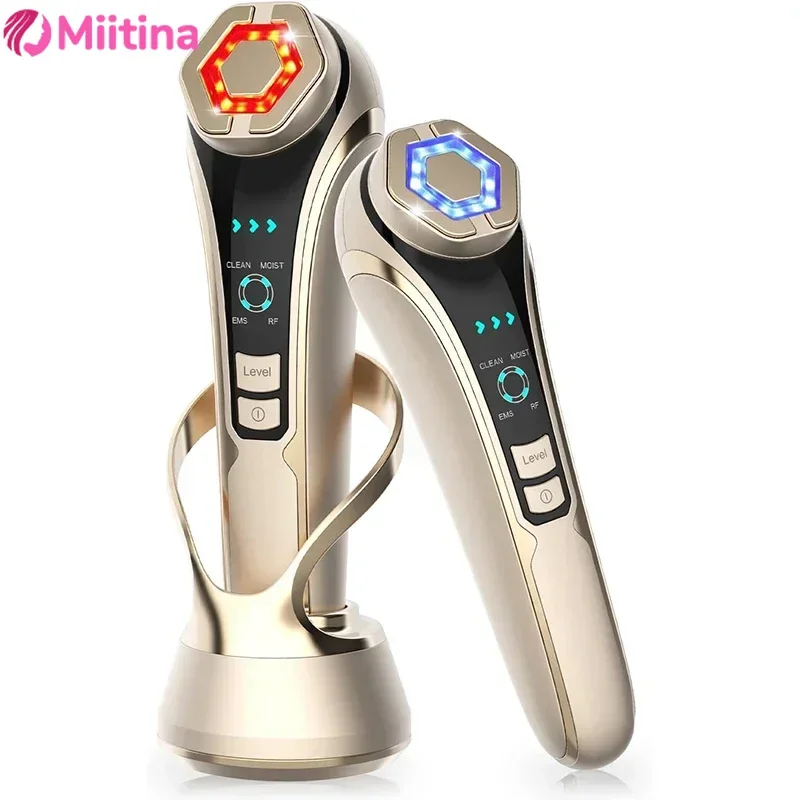 

EMS Skin Care Facial Lifting Multifunction Massager LED Photon Wrinkle Remover Hot Compress 1200Hz Vibration Anti-aging Tools