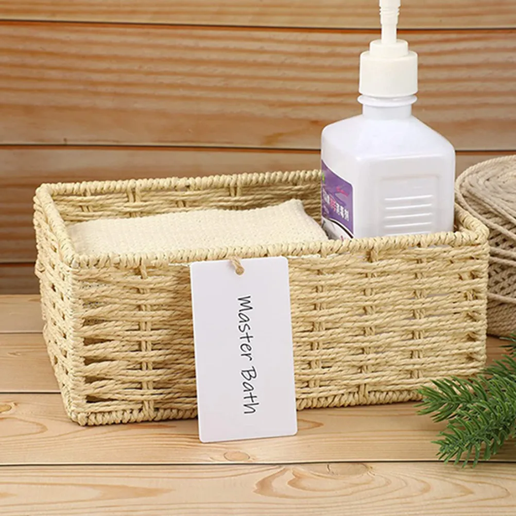 

16Pcs White Acrylic Basket Labels for Home Office Kitchen Organizer Storage Bins Baskets Hanging String Convenient Space Saving