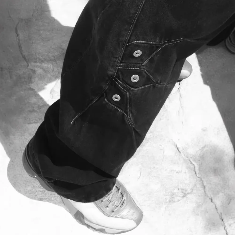 Summer New Men's Solid Color Straight Jeans American Retro Casual Fashion Trend Hip-Hop High Street Simple Loose Men's Bottoms