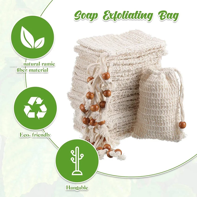 72 Pack Soap Exfoliating Bags,Soap Saver Made Sisal Mesh Soap Bag Bar Soap Bag With Drawstring For Bath & Shower Use