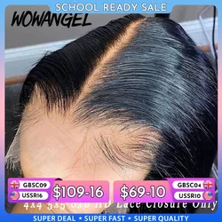 WOWANGEL 7x7/6x6/5x5 HD fermeture à lacet cheveux humains fondre la peau partie profonde cuir chevelu naturel réel HD fermeture à lacet seulement cheveux vierges raides