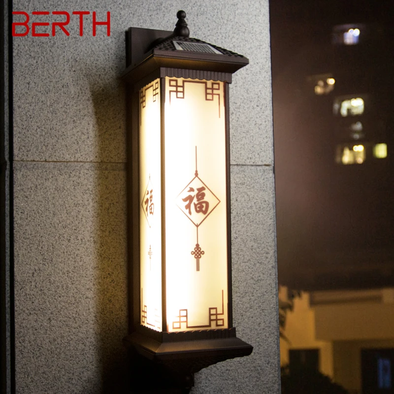 

BERTH Outdoor Solar Wall Lamp Creativity Chinese Sconce Light LED Waterproof IP65 for Home Courtyard Villa Porch