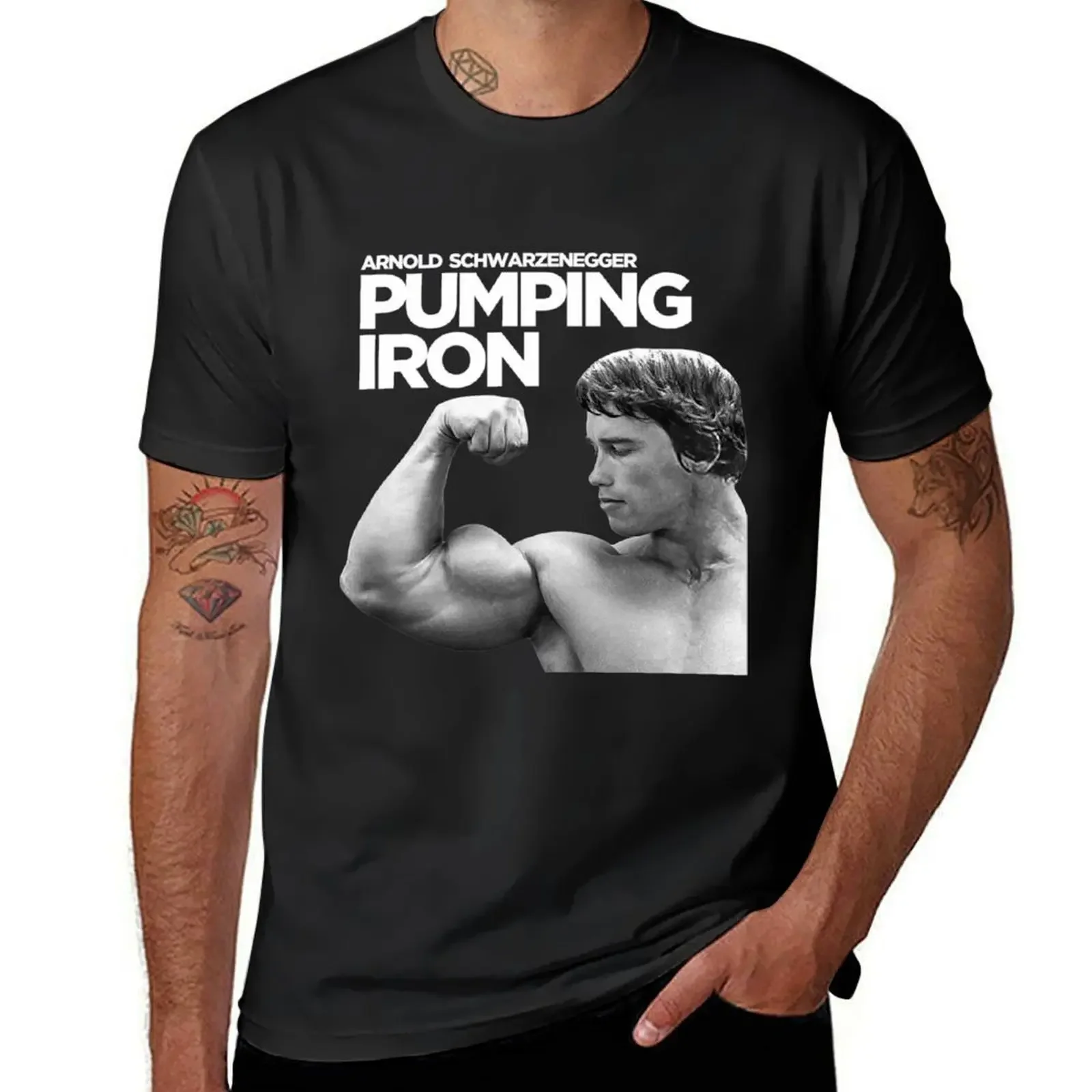 Arnold man Schwarzenegger body building pumping iron poster classic T-Shirt vintage boys whites mens plain t shirts