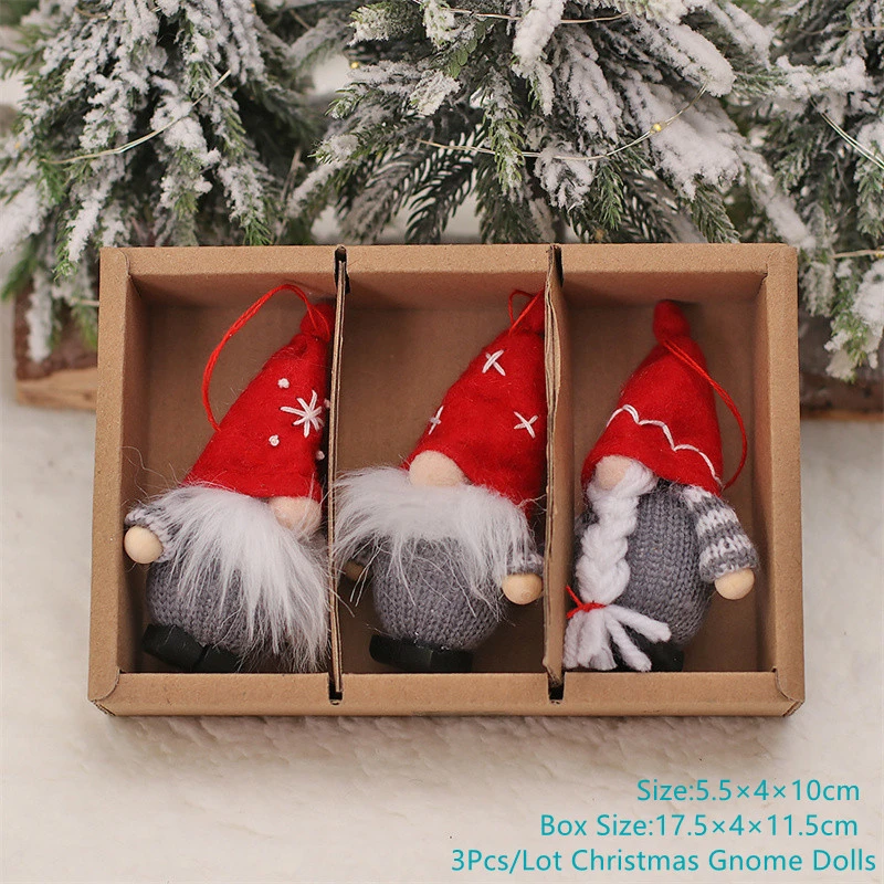 3Pcs/lot Christmas Doll Gnome Merry Christmas Decorations For Home 2022 Cristmas Ornament Xmas Navidad Gifts New Year 2023