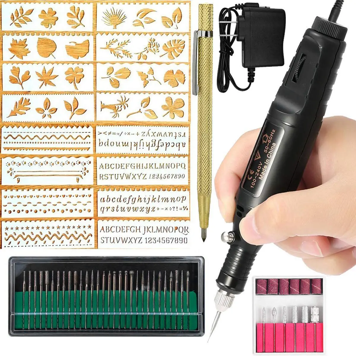 Gravador Elétrico Caneta Gravura Kit de Ferramentas para Metal Vidro Pedras Cerâmica Plástico Madeira Jóias com Polimento Cabeça Scriber Etcher