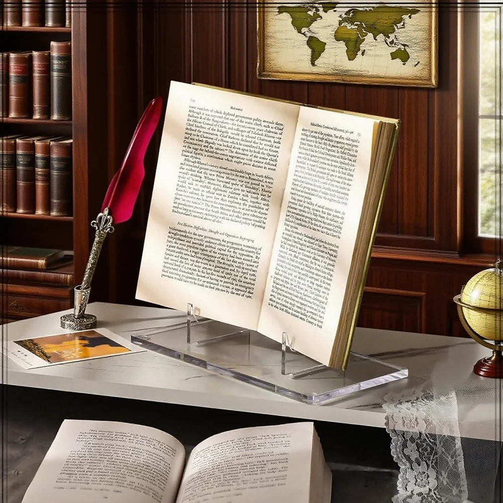 Clear for acrylic Display Stand with Non Slip Pads and Secure Holding Slot for Books For Photos and Decorative Items