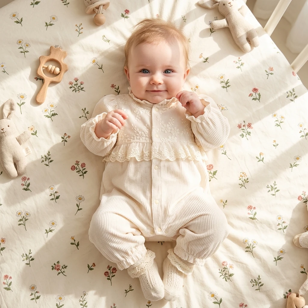 Winter Baby Girls Long Sleeve Rompers Lace Thickened Warm Toddlers Fashion Clothing