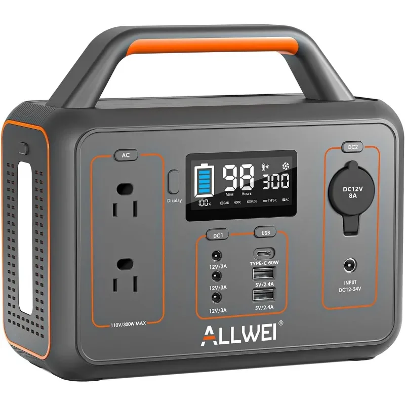 

Portable Power Station 300W(Peak 600W), 280Wh Solar Generator with USB-C PD60W, 110V Pure Sine Wave AC Outlet