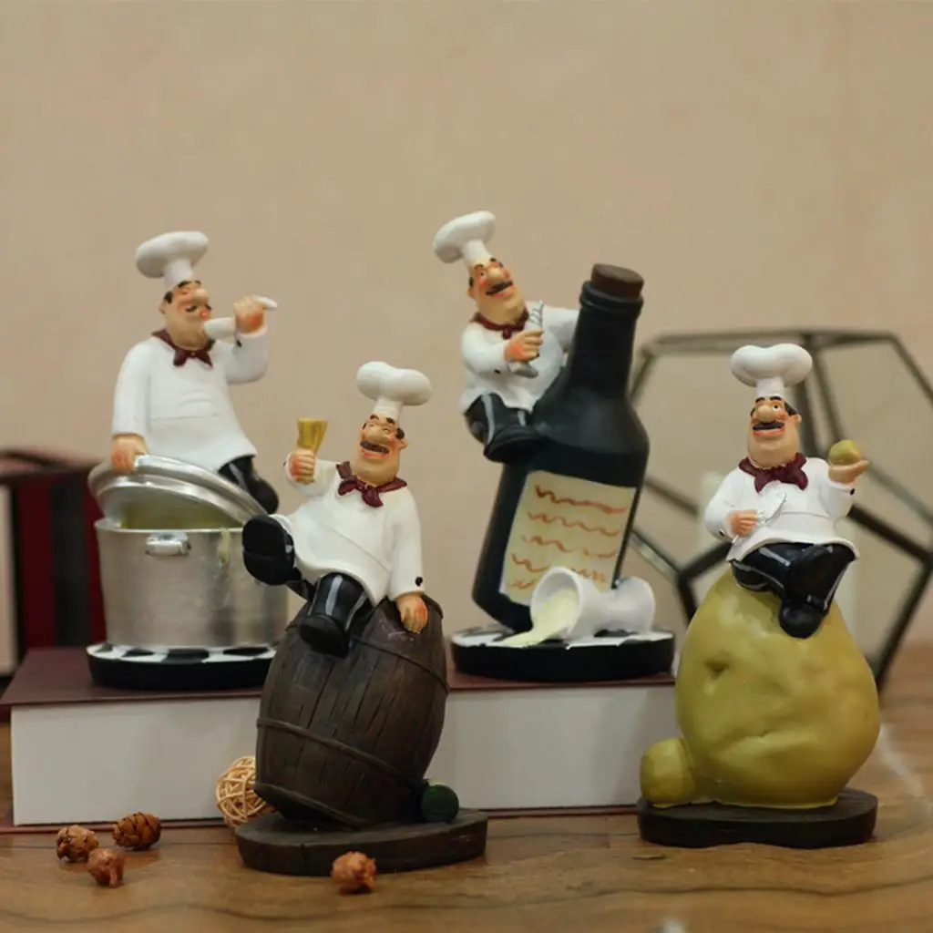 European Chef Figurine Statue Cafe Shop Decoration Craft Gift