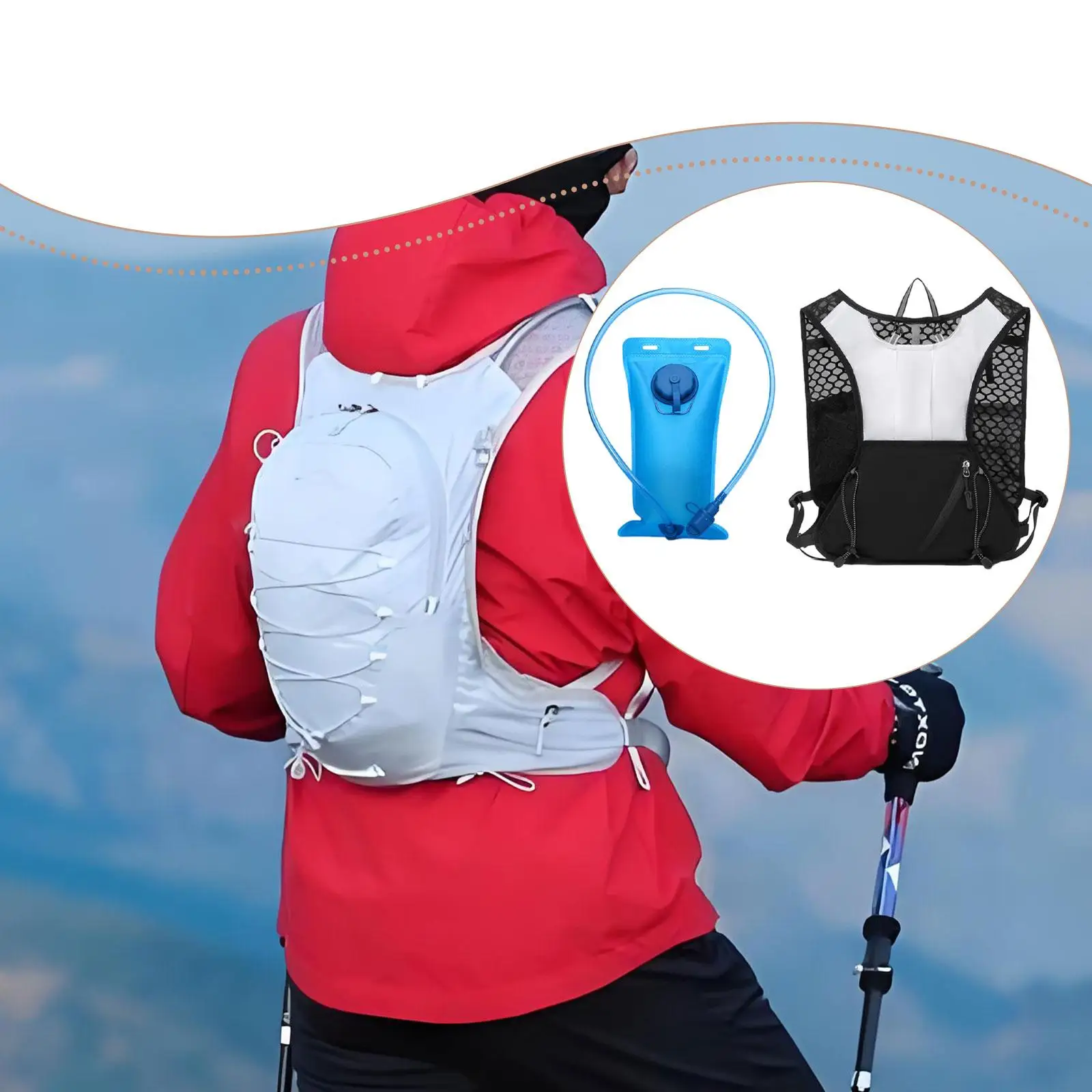 

Marathoner Hydration Vest Backpack with Mesh Padding and 2L Water Bag for Outdoor Sports Trail Running
