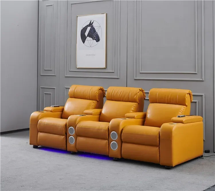 2026 Furniture Decoro Electric Leather Sofa Recliner, Auto Recliner USB Charger, Recliner Leather