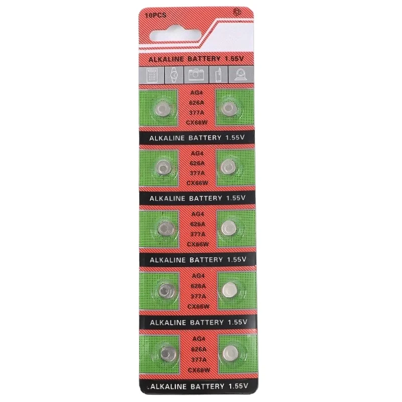 AG4 LR626 1.55V 17mAh AG4 LR44 377A 377 SR626SW SR66 LR66 Alkaline Button Battery for Toy Calculator Car Key Clock