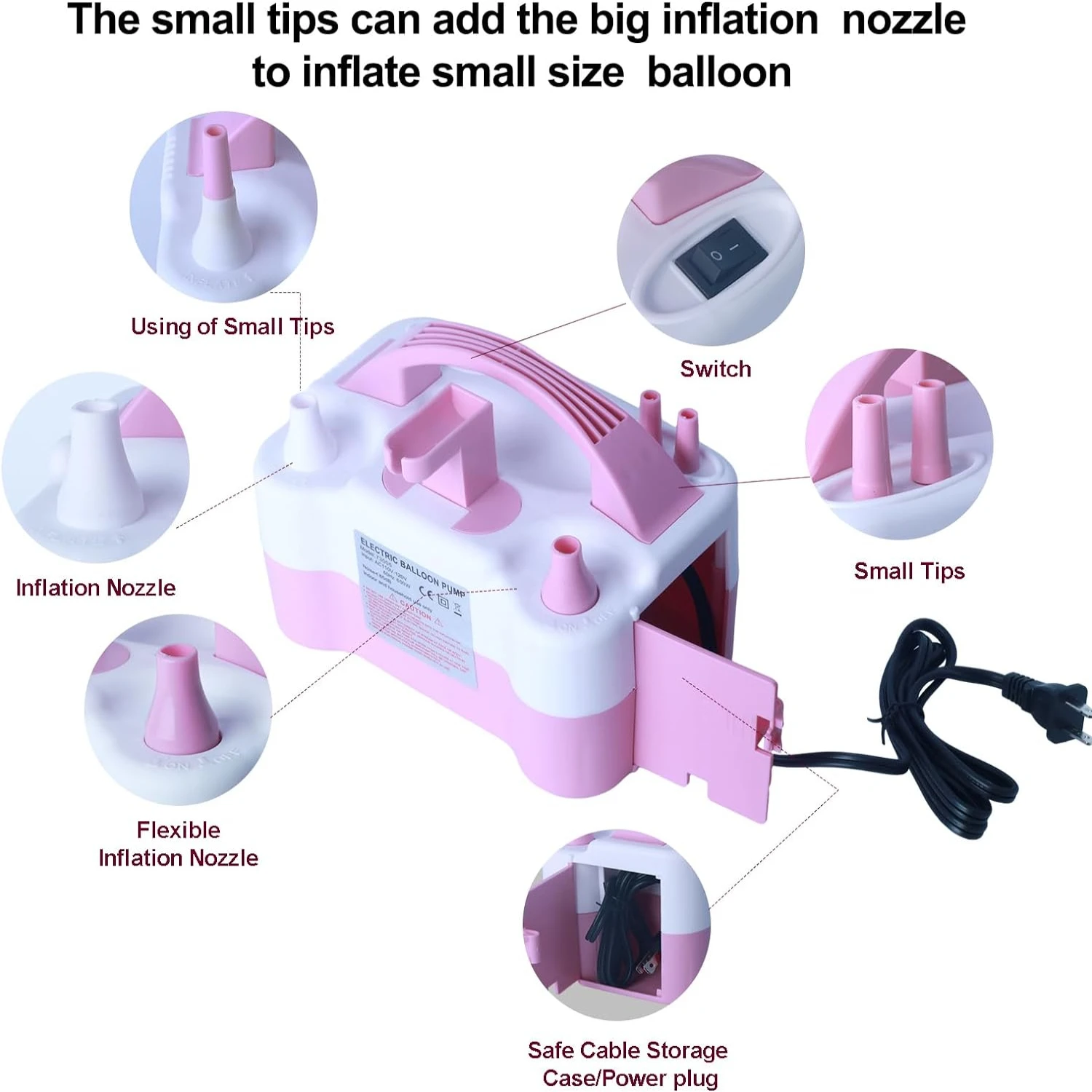 Reliable and Efficient Compact Dual Nozzle Balloon Inflator - Convenient Inflation Machine with Handy Features for Festive Party