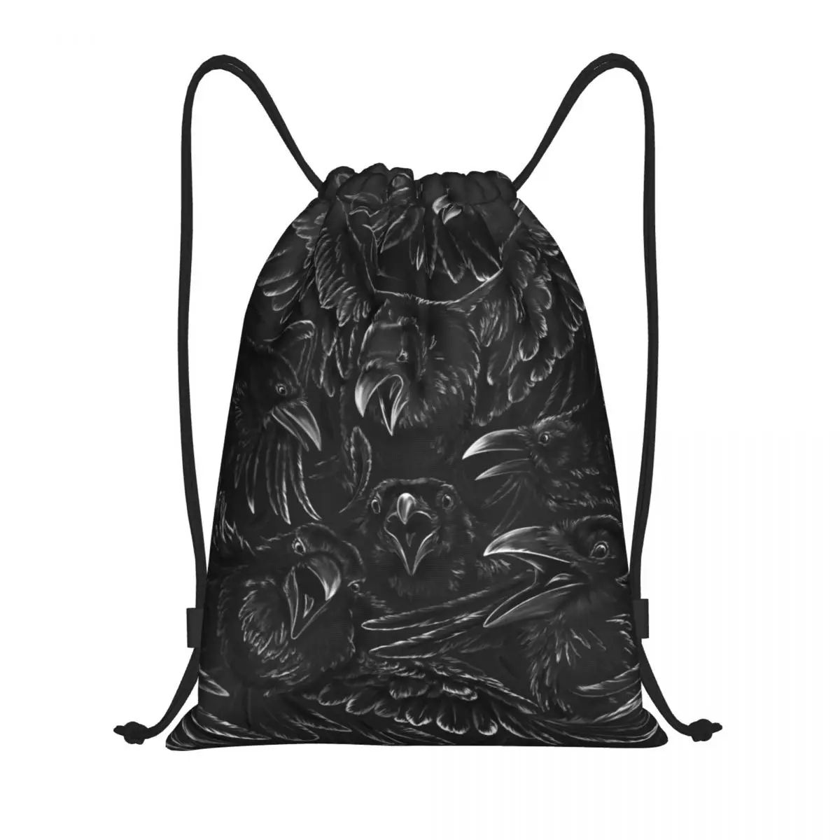 Custom Raven Rage Drawstring Backpack Sports Gym Bag for Women Men Halloween Witch Gothic Scary Crow Training Sackpack