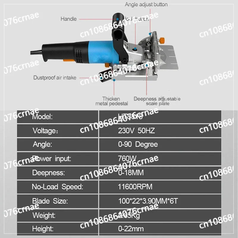 Woodworking Biscuit Joiner Tenoning Machine Groove Slotting Wood,100mm Disc 760W 220V Electric Power Tool Biscuit Jointer