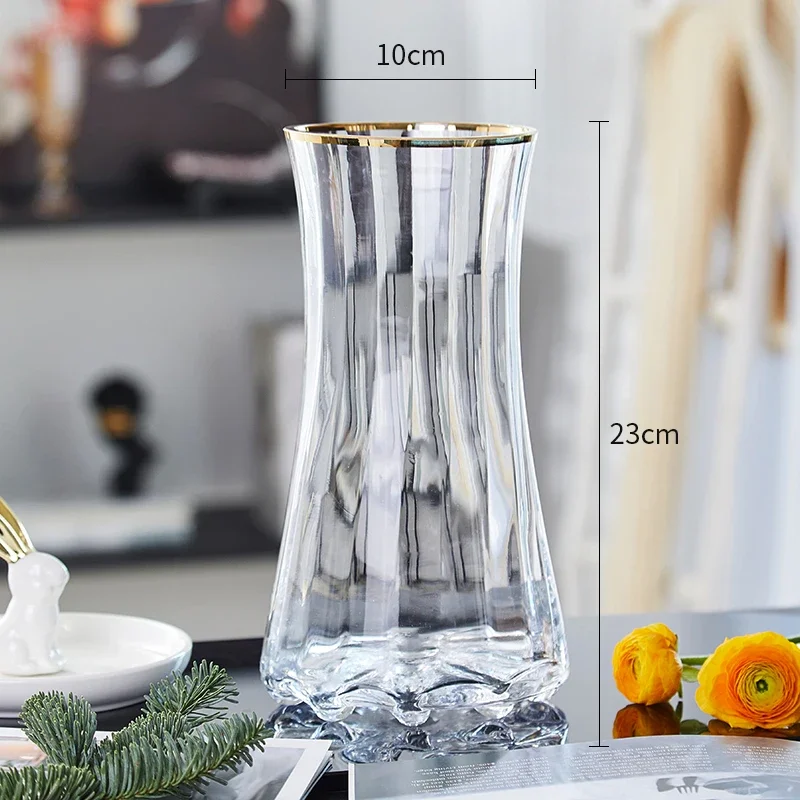 Design Transparent Vase Cristal Glass Large Art Casa Accessories Hydroponie Bedroom Vasos Decorativos Para Sala Tabl Decor