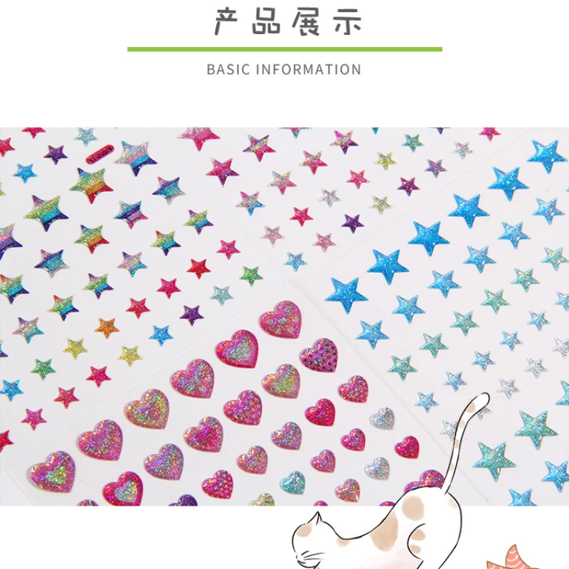 Imagem -02 - Bright Rainbow Gradient Love Star 3d Stickers Scrapbook Faça Você Mesmo Material Notebook Decorazione Baby Rewards Thank You Stickers