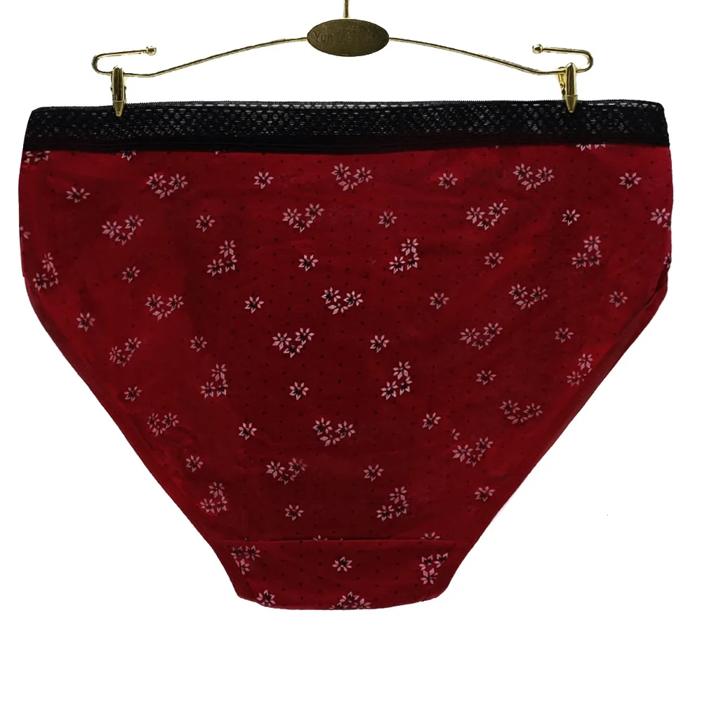Hot Selling 1pc/lot Big Yards 2XL/3XL/4XL Print Flower Lady Cotton Large Briefs Women\'s Underwear Plus Size Mommy Pants 89556