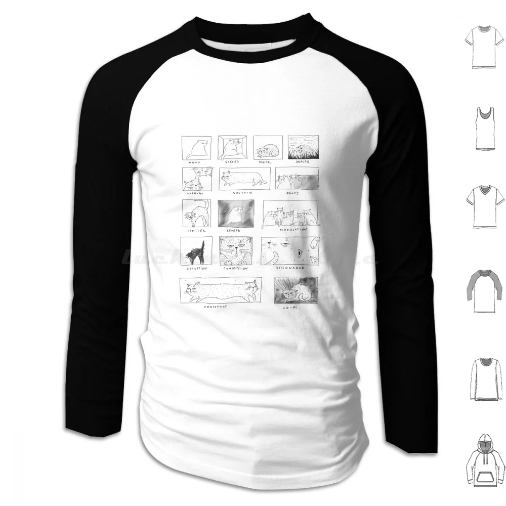 

Synthesizer Cat Producer Analog Synth Studio Gear Effect Design Hoodies Long Sleeve Synthesizer Analog Synth Techno Acid