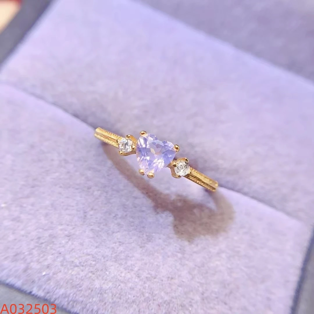 KJJEAXCMY Fine Jewelry Boutique Natural Lavender Amethyst Women's Simple Ring S925 Silver Electroplating Process Inlaid