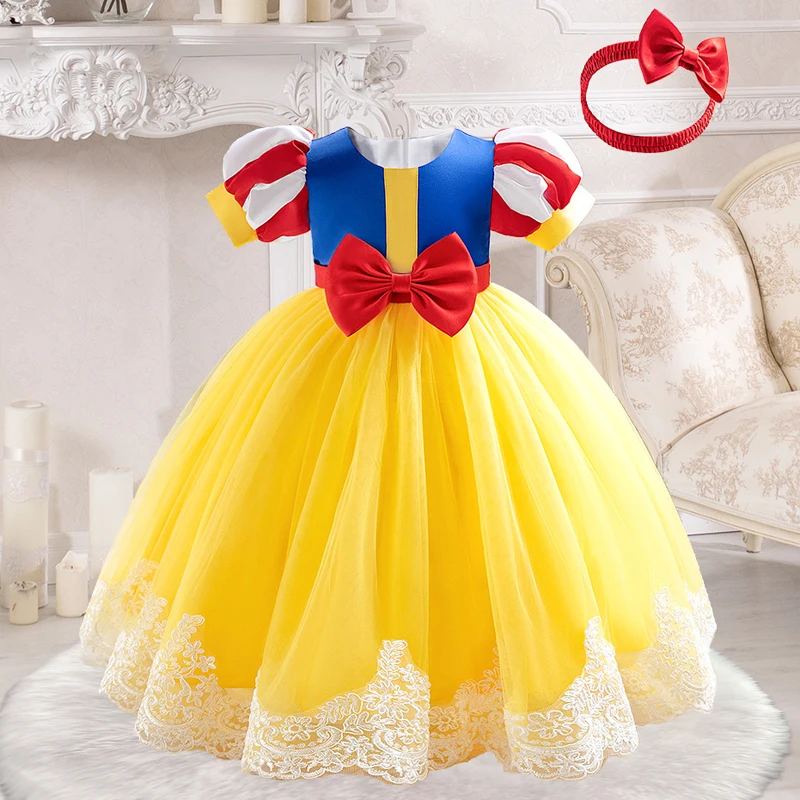 

Baby Princess Dress For Girls Halloween Cosplay Costumes Puff Sleeve Bow Toddler Kids Birthday Party Dresses Girl Fancy Gown