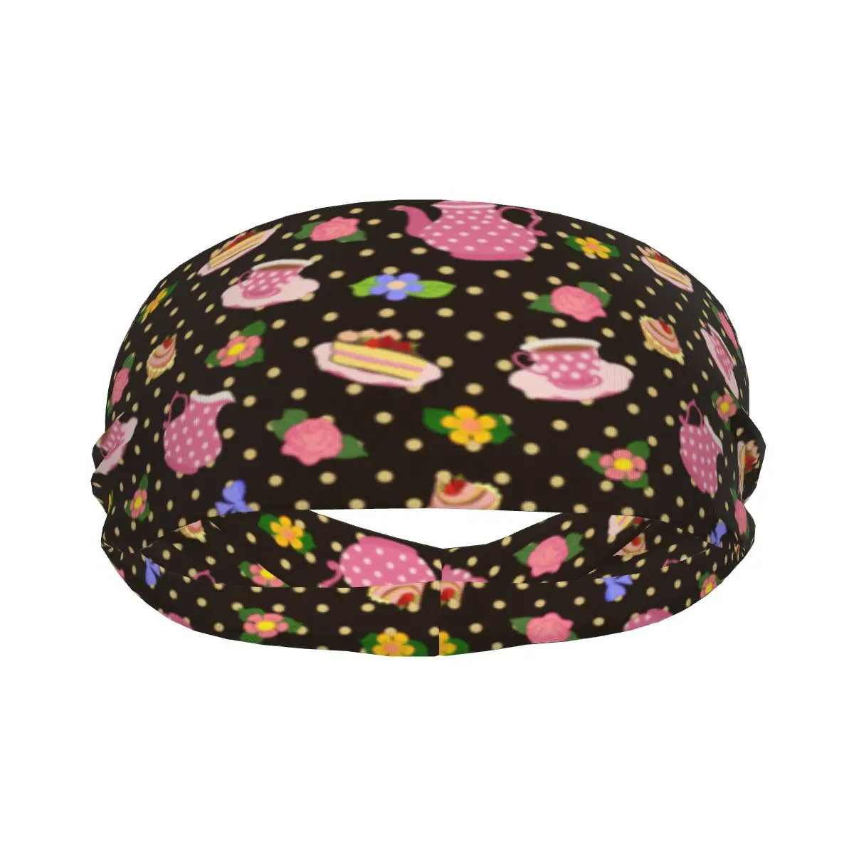 Kettle Cups Cake Cupcakes And Flowers Elastic Hair Band Yoga Headband Makeup Hair Hoop Headwrap