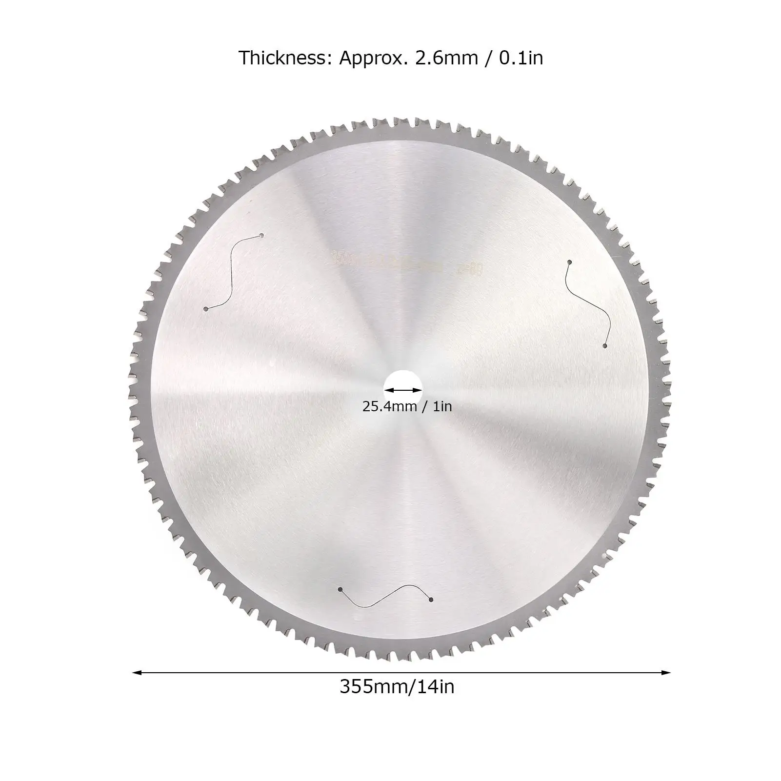 High-Speed Steel Circular Saw Blade 80T for Metal Cutting - 355mm x 2.6mm x 25.4mm Round Cutting Disc Tool