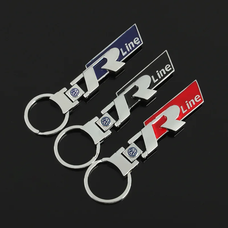 Rline logo auto schlüssel bund schlüssel anhänger auto emblem schlüssel ring zubehör für volkswagen r gti polo passat magotan tiguan jetta cc bora