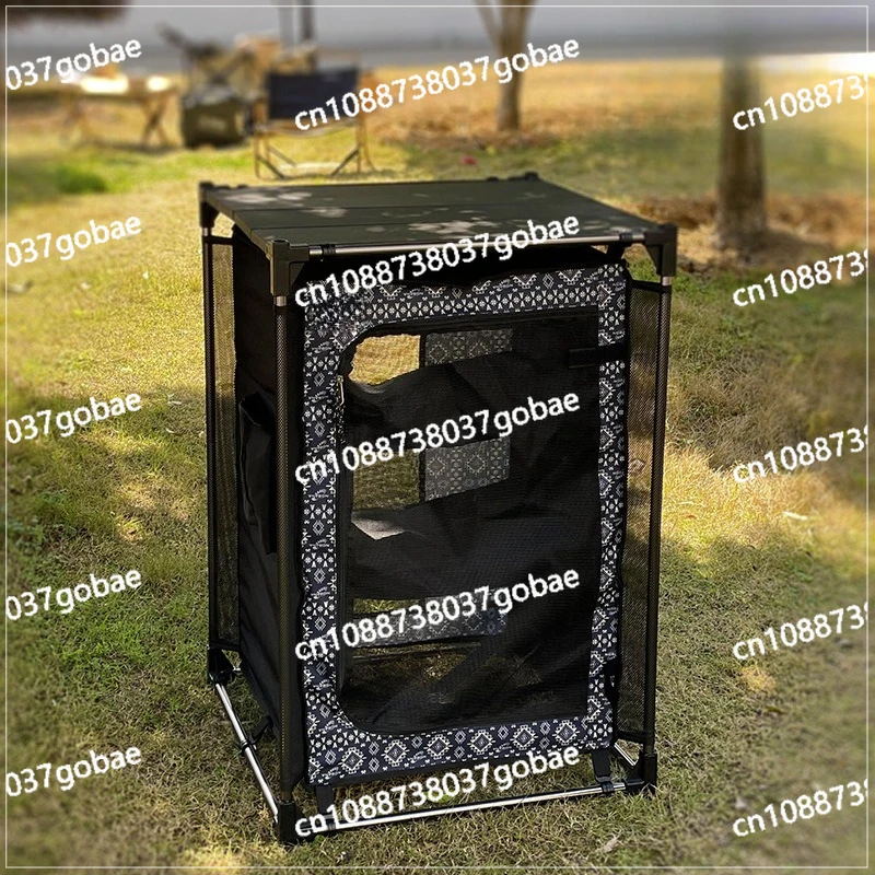 Outdoor Folding Storage Rack, Locker, Three-layer Kitchen Bracket