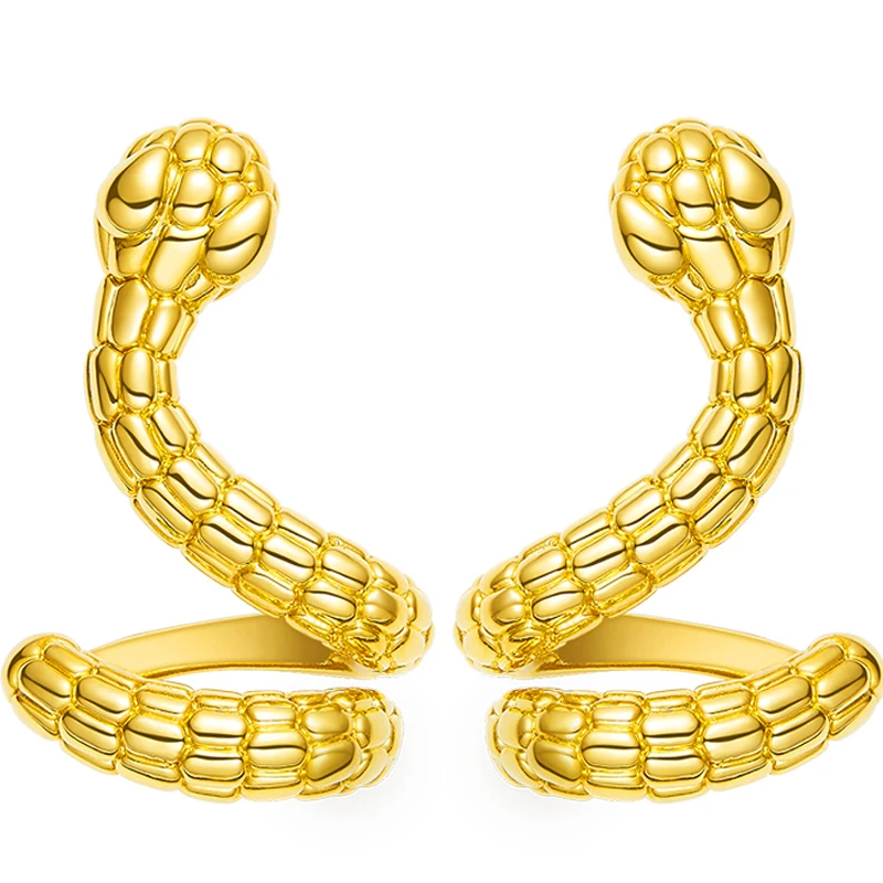 New Arrival 999 24K Yellow Gold Earrings 3D Snake Stud Earrings Fashion Earrings