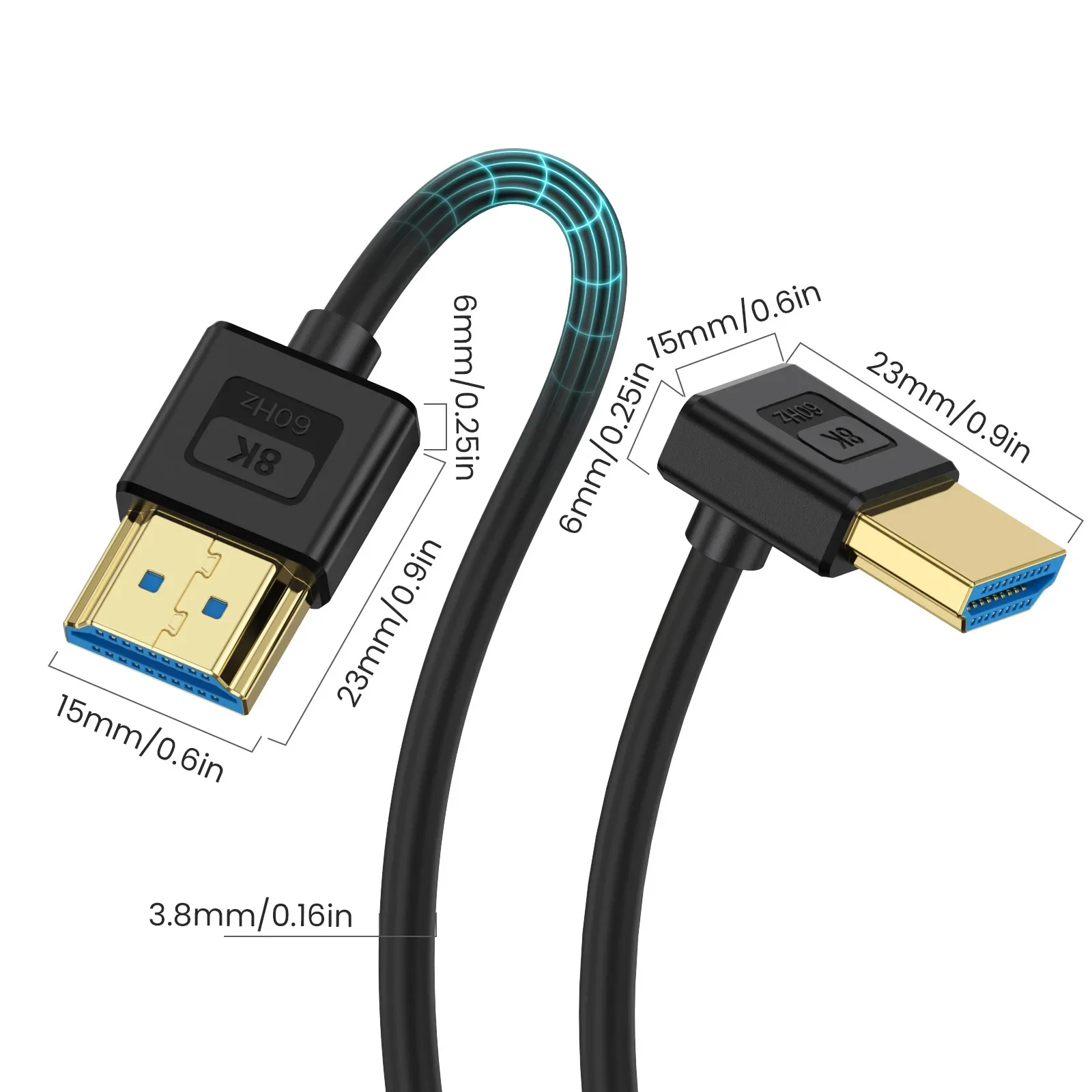 Silicone 8K HDMI Micro Mini To HDMI 2.1 Cable Ultra High Speed HDMI Cord 48Gbps Support 8K@60Hz 4K@120Hz EARC HDR10 HDCP 2.2 2.3