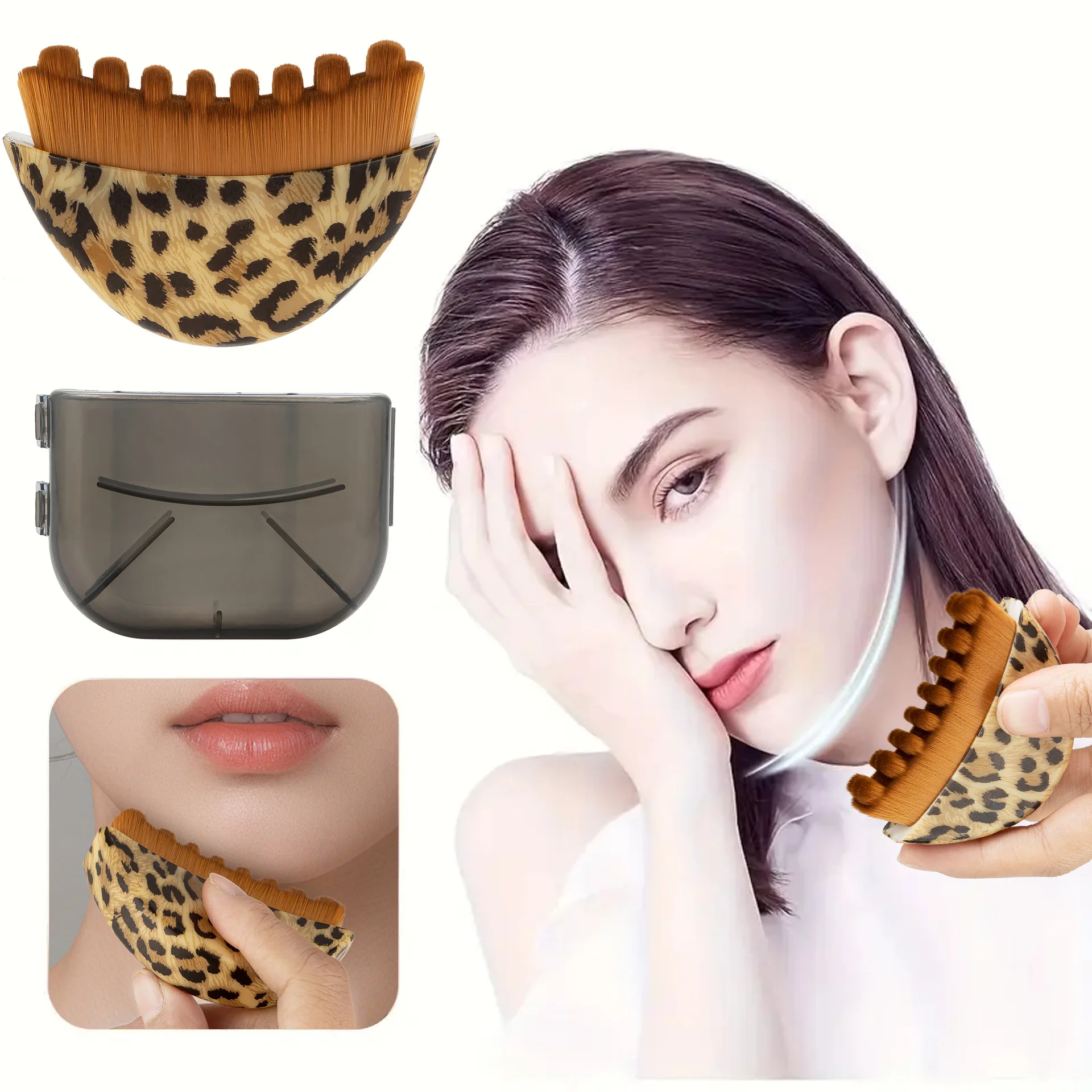 Lymphatic Drainage Contour Face Brush Soft Bristle Jawline Sculpt Anti-Puffiness Facial Skin Care Massage Supplies