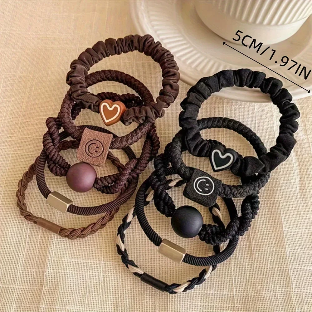 Boho Chic Women's Hair Ties Set - Cute Heart Charm & Bead Elastic Headbands for All Hair Types, for Ponytails and Workouts image 4