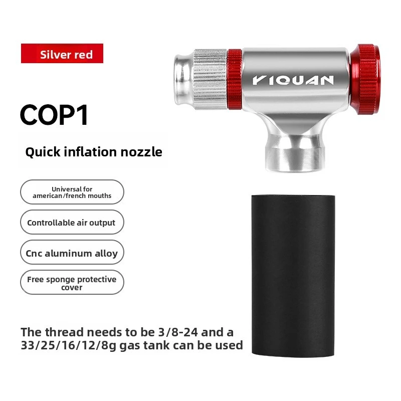 Pompe à CO2 pour vélo, gonfleur de Tube de pneu en aluminium, Mini pompe à main, filetage de vis 3/8-24 et cylindre de gaz 33/25/16/12/8g