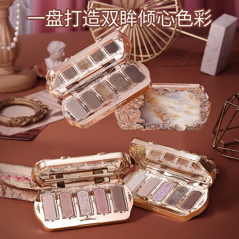 Paleta de sombras de olhos sereia, 5 cores, diamante, glitter, multiuso, acabamento fosco e brilhante, de longa duração, até 12 horas de usar