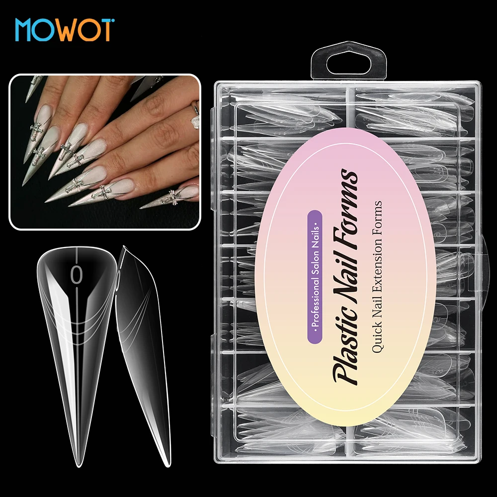 MOWOT جديد 140 قطعة قالب أظافر مزدوج الشكل لجل أظافر بولي واضح غطاء كامل بناء سريع قالب جل أكريليك تمديد علوي أشكال أظافر