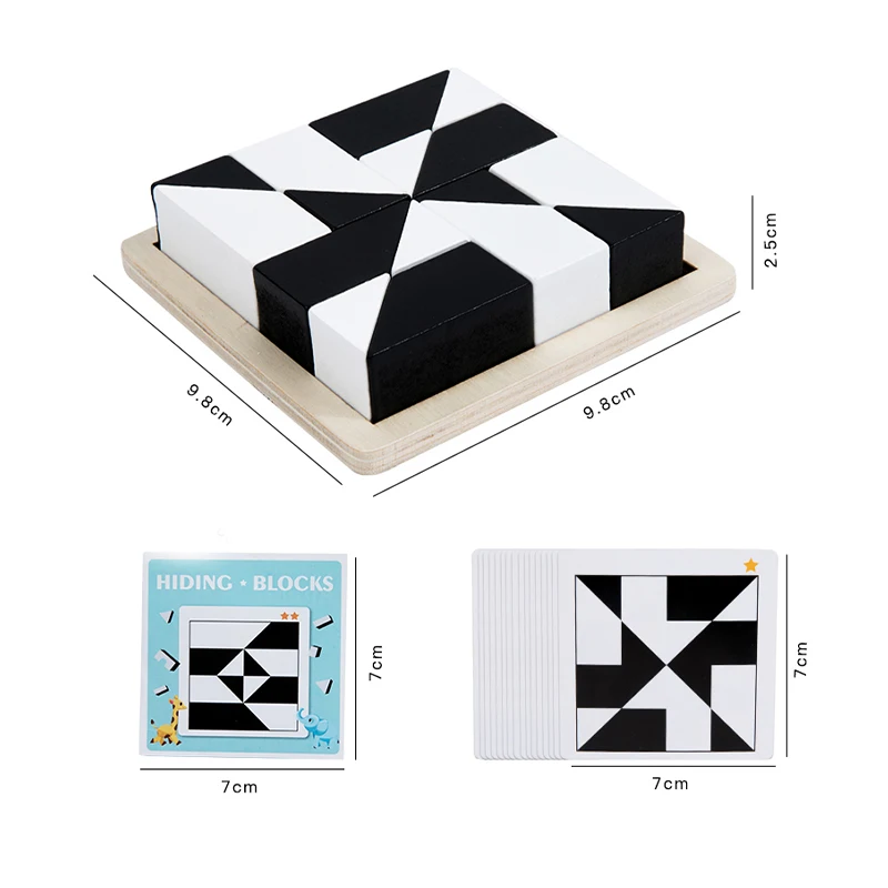 Rompecabezas 3D de madera Montessori, rompecabezas con formas geométricas, bloques de construcción, entrenamiento educativo de pensamiento lógico para niños, regalo para niños