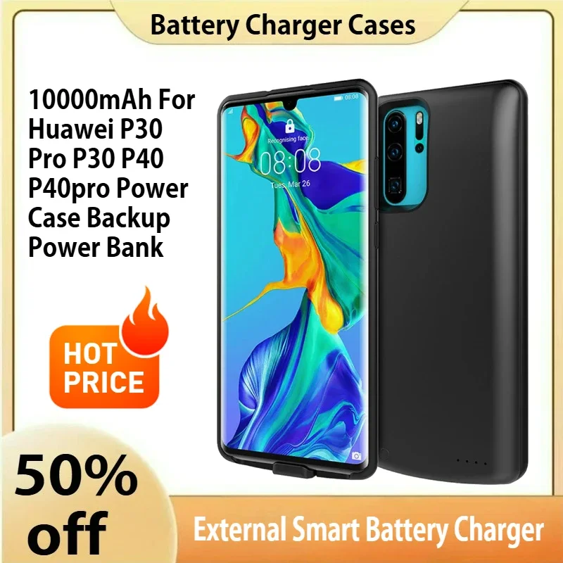 

10000mAh For Huawei P30 Pro P30 P40 P40pro Power Case Backup Power Bank Charging Cover Powerbank Capa